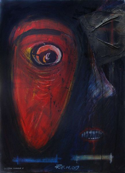 Gemälde "passion no5" von Rudolf E. Mitter – expressives Werk aus der Passion-Reihe, figurativ-abstrakt
