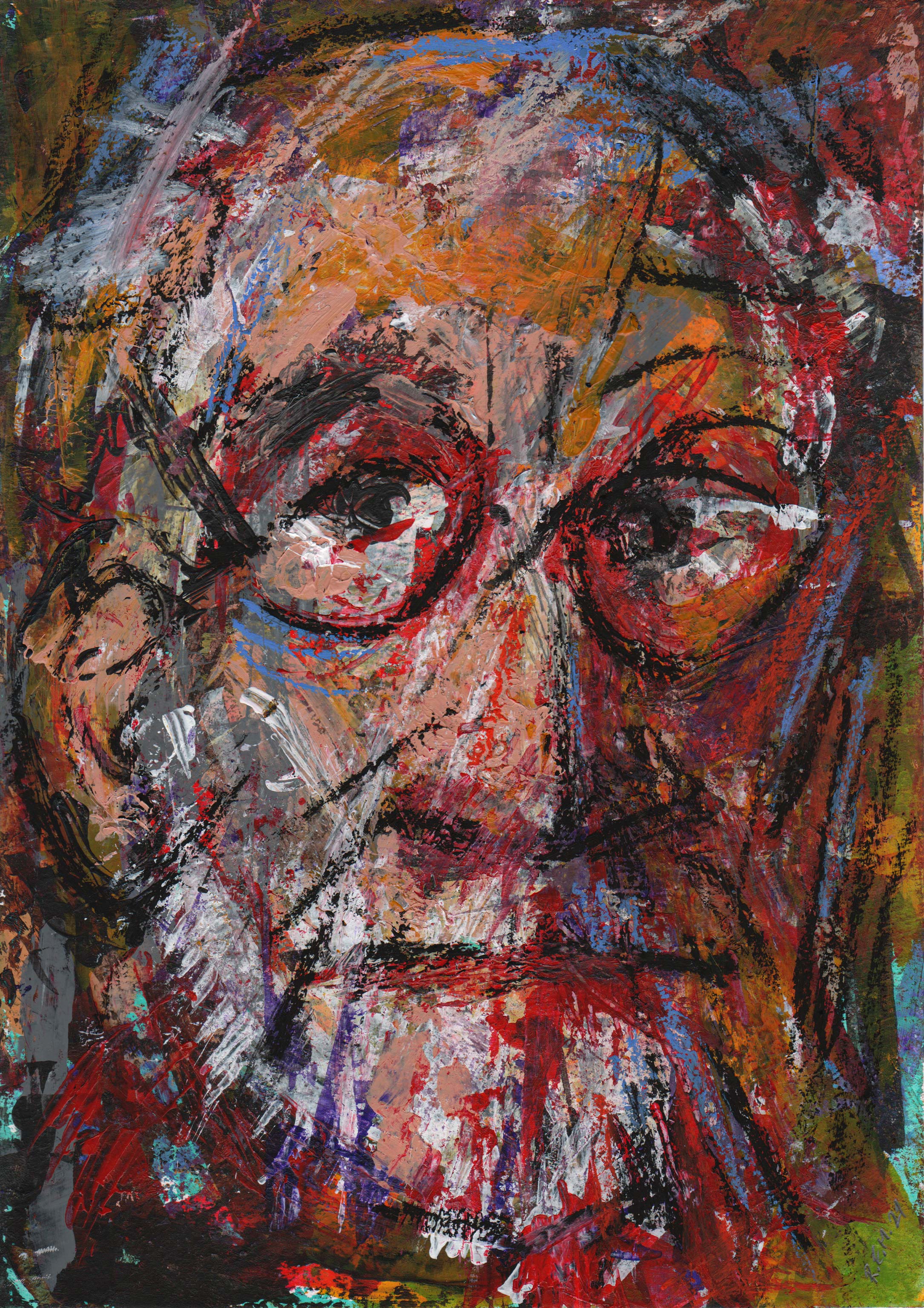 Illustration "Freud lesen" von Rudolf E. Mitter – Buchcover-Entwurf, figurative Darstellung zu Sigmund Freud